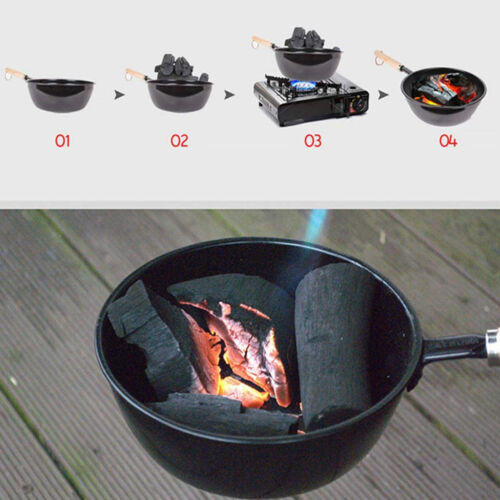 Chimney Charcoal Starter Pot Barbeque Safe Wood Handle BBQ Grill Chimney Lighter