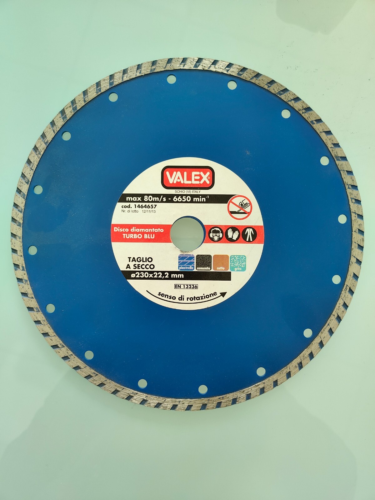 DISCO DIAMANTATO VALEX D. 230 PER SMERIGLIATRICE ANGOLARE TURBO BLU COD.1464657