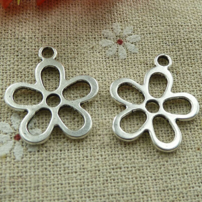Free Ship 100 pcs tibetan silver flower charms 25x21mm L-823