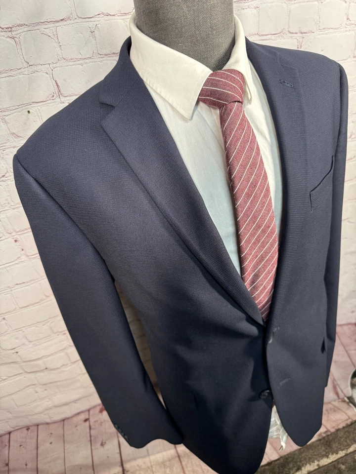 Chaqueta Blazer Abrigo Deportivo KENNETH COLE Para Hombres Azul Marino CALCE CEÑIDO FLEX-FIT Foto 3 de 4