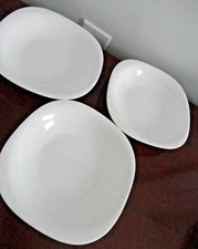 OSTER CERTIFIED BREAK AND CHIP RESISTANT WHITE SQUARE 3 COUPE SOUP BOWLS 8 1/4"
