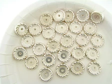 Vintage M. Haskell Silver Metallic Lucite Twist Edge Drill Center Flatbacks Lot