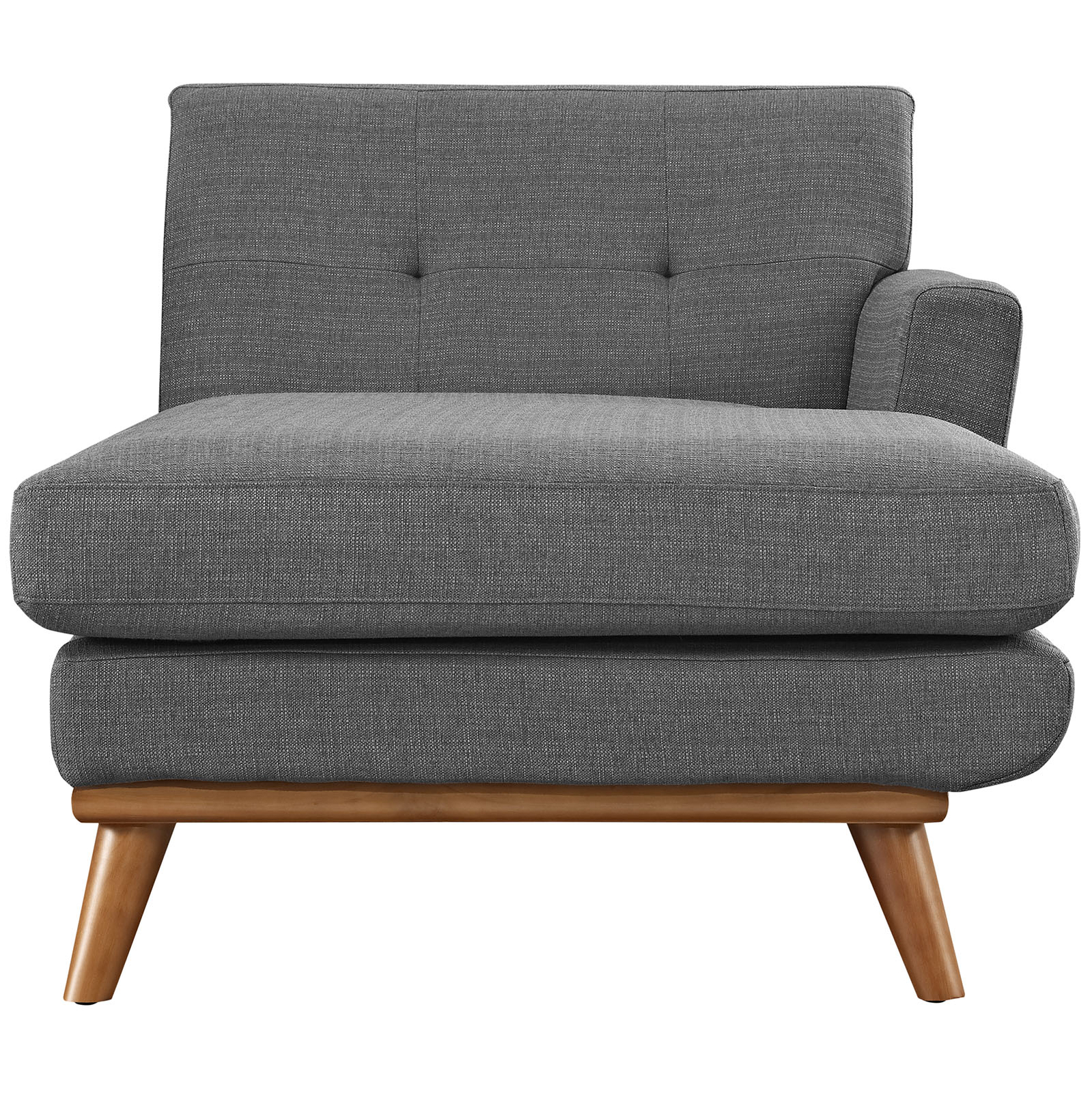 Modway Engage Mid-Century Modern Upholstered Fabric Right-Arm Chaise in Gray