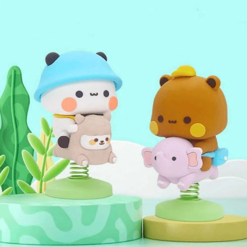 2Pcs Kawaii Panda Bear Figure Shaking Head Auto Center Console Ornament