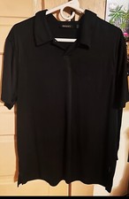 DKNY Polo Shirt Men XL Black 100 Cotton Short Sleeve