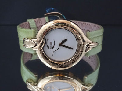 Roberto Cavalli Just Cavalli Snake 7251425517 Green Leather Band Women's Watch