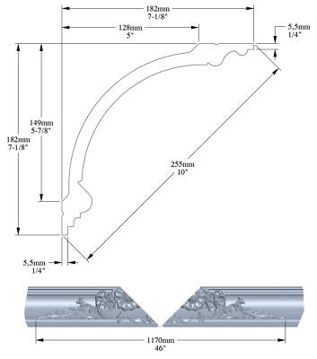 Orac Cornice soffitto parete C338A BA'ROCK 200 cm x 18,4 cm x 18,4 cm Poliuretano espanso rigido primerizzato