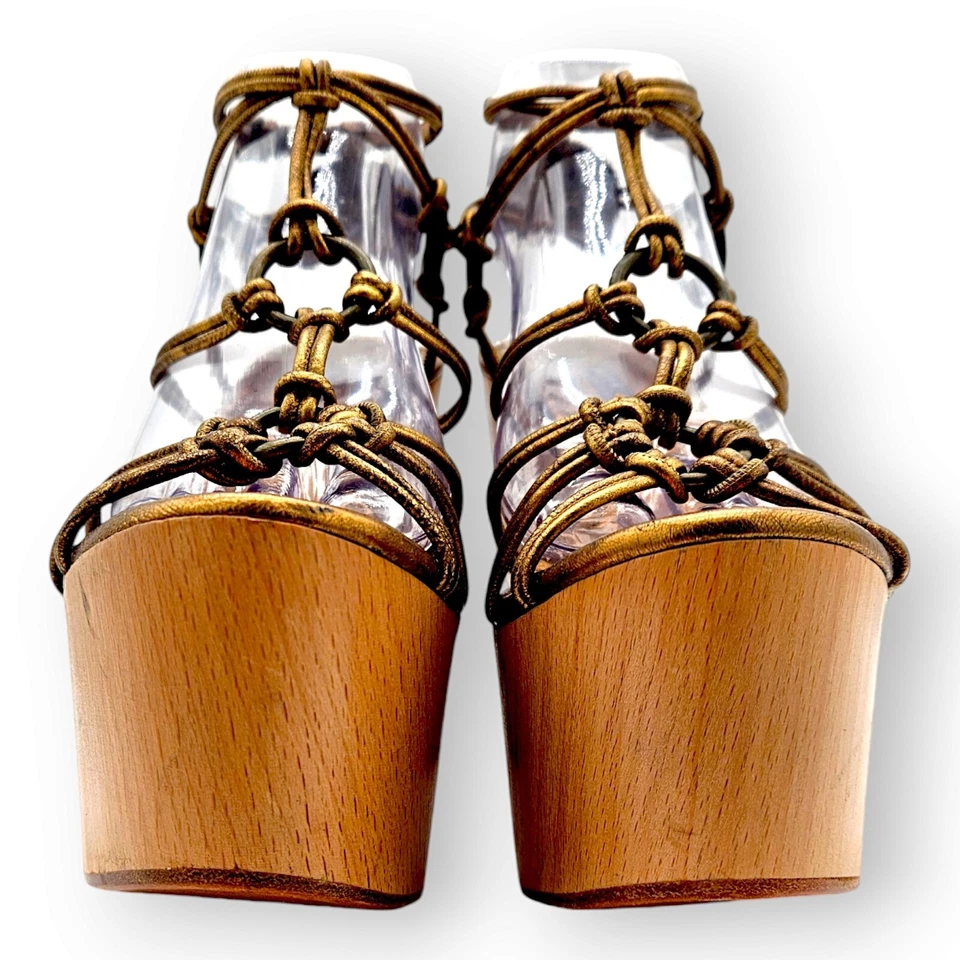 RALPH LAUREN ETIQUETA PÚRPURA - Alpargata dorada vintage plataforma cuñas, talla 9,5 Foto 4 de 4