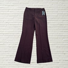 Vintage 90s Y2K Brown Pinstripe Flare Trouser Pants - A. Byer Deadstock NWT