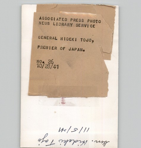 Primer ministro de Japón general HIDEKI TOJO foto de prensa vintage de la Segunda Guerra Mundial 1941 - Imagen 2 de 2
