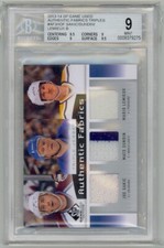2013-14 UD SP Game Used Sakic Sundin Lemieux Triple Jersey Swatches BGS 9 MINT