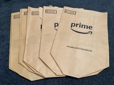 5 Reusable Large Amazon Prime&Whole Foods Heavy Duty Grocery&shopping Bags, New