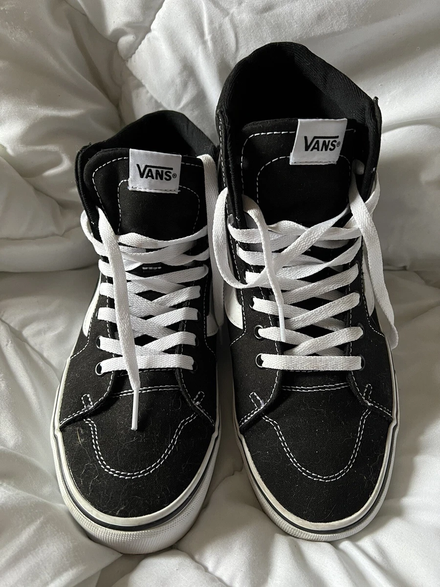 Black and white store high top shoes