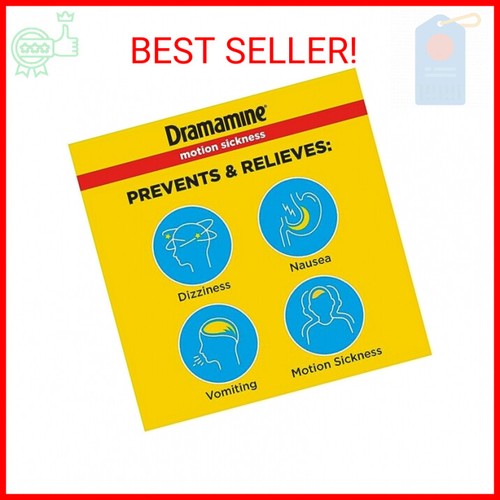 Dramamine Original, Motion Sickness Relief, Travel Vial, 12 Count - Picture 2 of 2