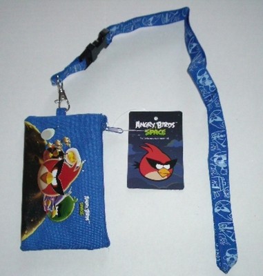 Blue Angry Birds Lanyard rovio Licensed Zipper Wallet Pouch ID Badge Holder $$