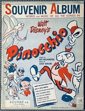 vintage DISNEY ANIMATED film PINOCCHIO sheet music FOLIO of 10 SONGS ~ 1945