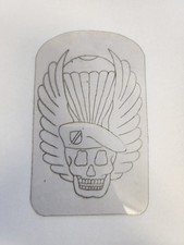 1980's Vintage Tattoo Flash Acetate 4x6 Skull Military Parachute Wings Beret