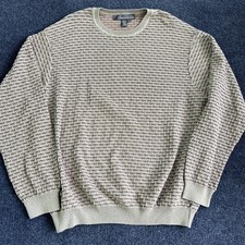 Tricots St. Raphael Sweater Mens XL Gray Geometric Waffle Knit Cotton Pullover
