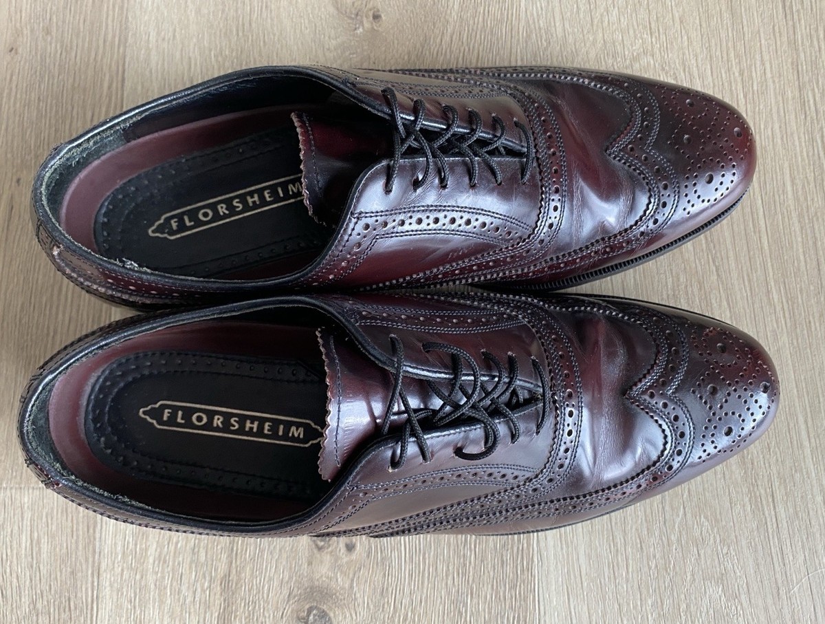 Florsheim Men\'s 9.5 D Lexington Burgundy Leather Wingtip Oxford Dress Shoes Florsheim Shoes Imperial Wingtip Leather Burgundy Oxblood  main image 3