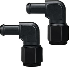 8an Female to 5/16 Barb 90 Degree Hose Fitting Adapter Swivel Aluminum Black ...