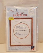 Jack Dempsey 11X14 Stamped For Embroidery White Sampler "Blessed Beyond Measure"