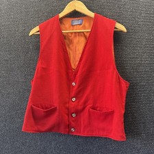 Vintage Pendleton Mens Red 100 Virgin Wool 3-Button Vest Western Liner Pocket