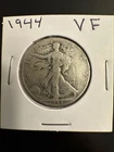 1944 Walking Liberty 90% Silver Half Dollar VF Details