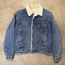 Vintage Levis 70609 Sherpa Lined Denim Trucker Jacket Large 80s USA Made
