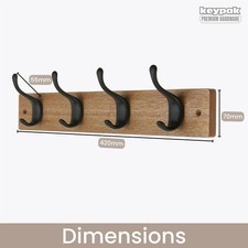 Coat Hooks Wall Mounted Modern Wooden Board with Smooth Metal Coat Hanger