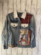 m5S Desigual Mickey Mouse Patchwork Denim Jacket S New Unused Kids Cartoon Coat
