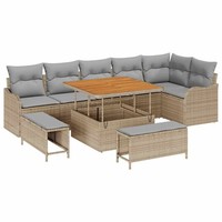 Garten Sofa Set 9 Teilig Mit Kissen Beige Hellgrau Sitzgruppe Balkon Terrasse