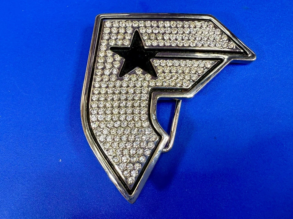 Famosa estrella y correas inicial logotipo F estrás color plata hebilla de cinturón de metal Foto 2 de 4