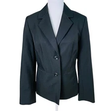 Kasper Size 10 Women's Blazer Jacket Black Lined Career Office Capsule Wardrobe 