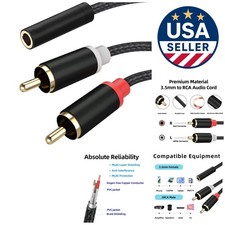 Universal 3.5mm Mini Jack to 2RCA Stereo Cable - Perfect for Home Theater