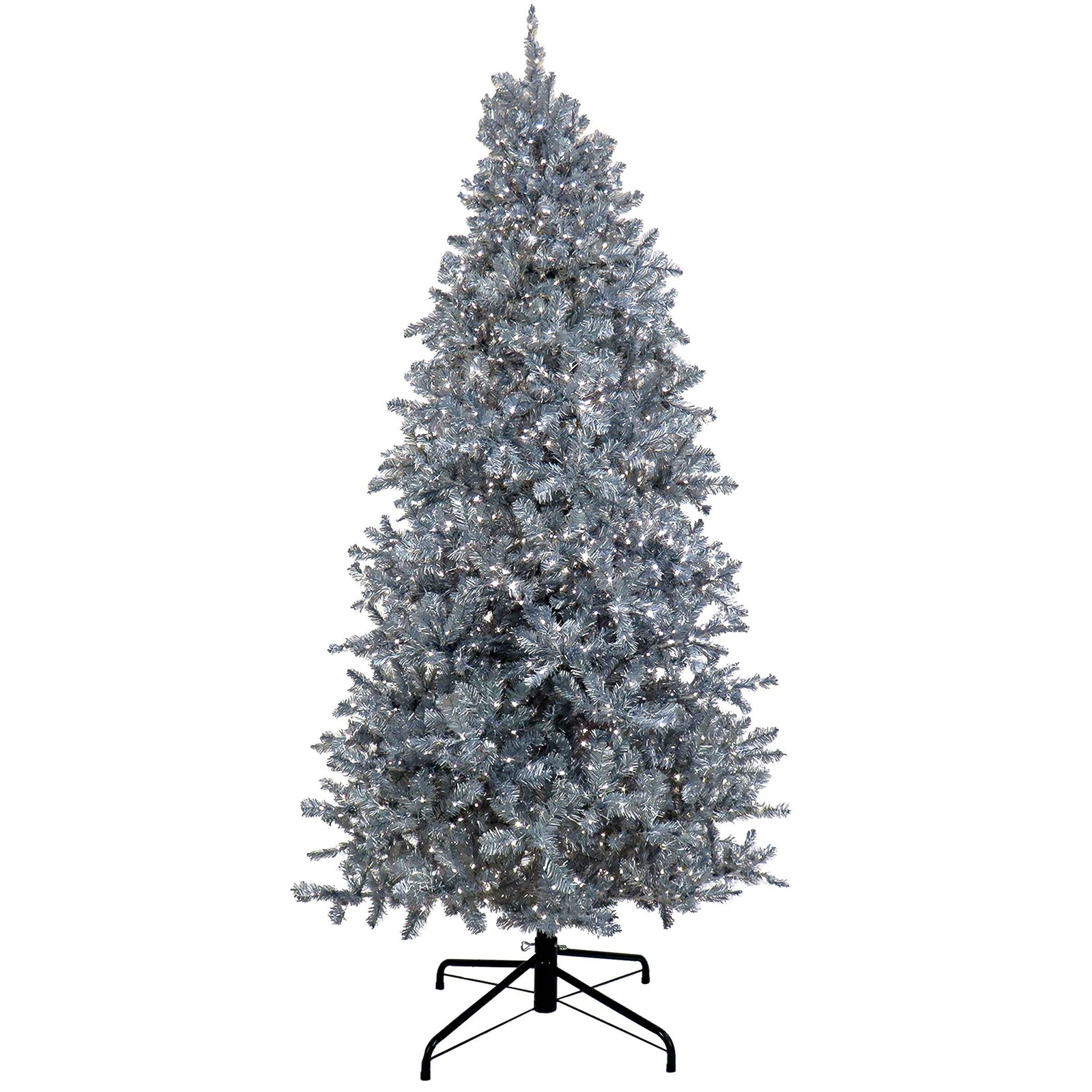 9 ft. Pre-Lit Christmas Matt Silver Silver Metallic Tree, Plug-In