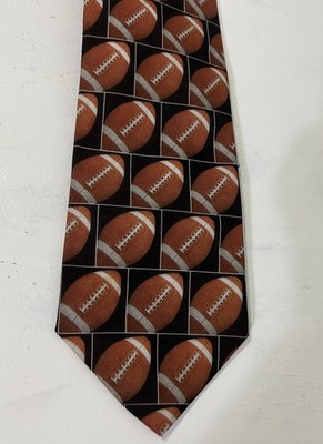 FOOTBALL Themed Necktie Tie Black NFL College Super Bowl Party Work Polyester