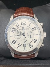 Michael Kors Chronograph MK-8323 Men's Watch Brown Leather Strap Quartz WORKS