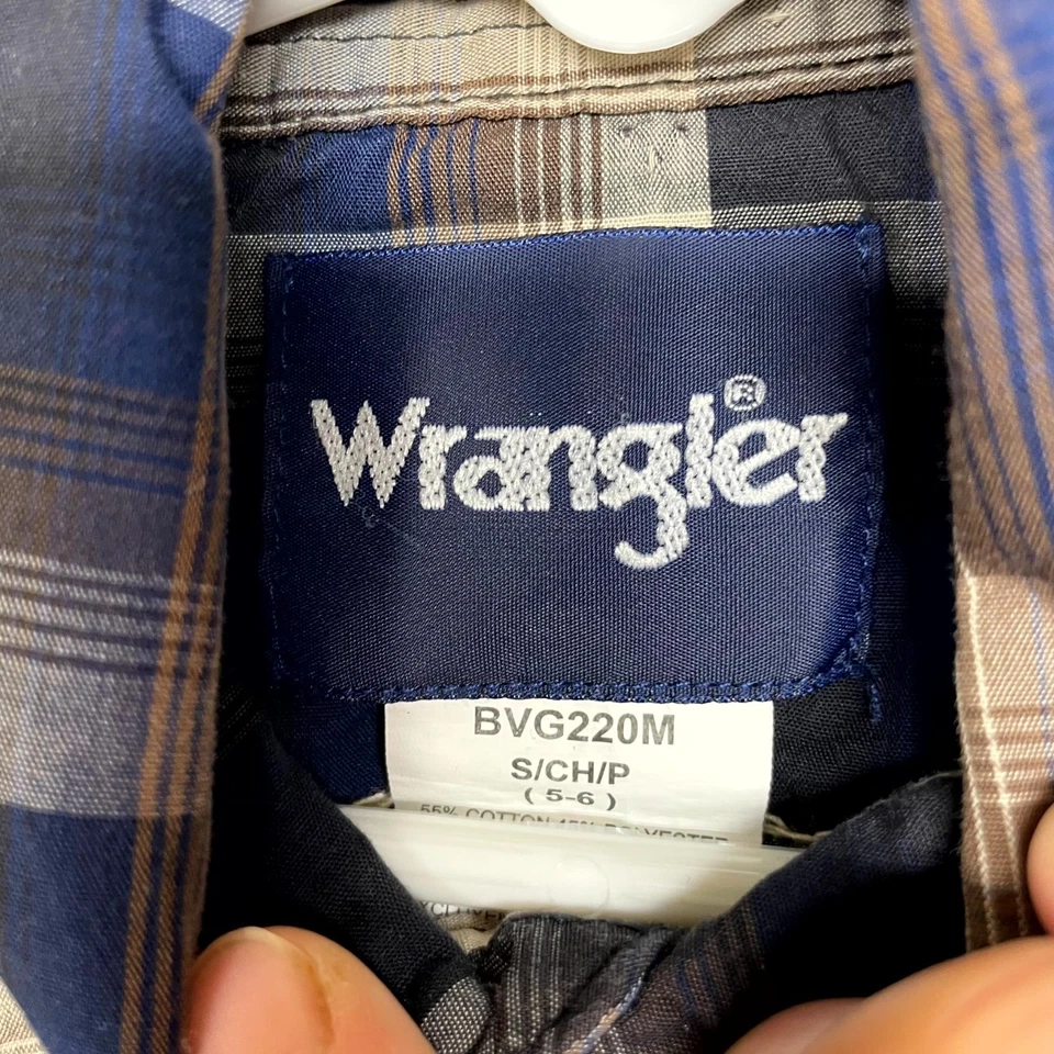 牧马人西部衬衫男孩小号多色格子棉牛仔珍珠扣 — 第 4/4 张图片