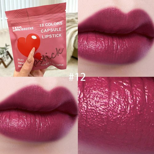18 Farben Kapsel Lippenstift Set Langanhaltend Matt Samt Feuchtigkeitsspendender Lippenstiftθ - Bild 20 von 24