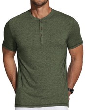 Henley Shirt Hommes Henley T-Shirt d'été T-Shirt à Manches Courtes avec Patte
