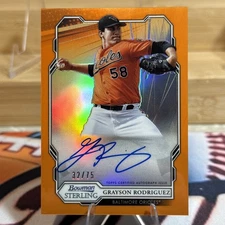 2019 Bowman Sterling Grayson Rodriguez/75 Orange Auto Color Match #BSPA-GR