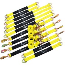 12 Pack Axle Straps Car Trailer Hauler Ratchet Tie Down Straps 10000lbs W Snap