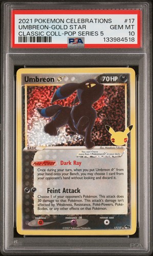 2021 POKEMON CELEBRATIONS CLASSIC COLLECTION #17 UMBREON-GOLD STAR PSA 10
