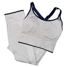 Tory Burch Sport Gray Seamless Leggings Longline Sports Bra Matching Set XS