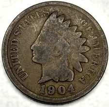 1904 Indian Head Cent Penny Good Condition 1c One Cent US Coin- 0926