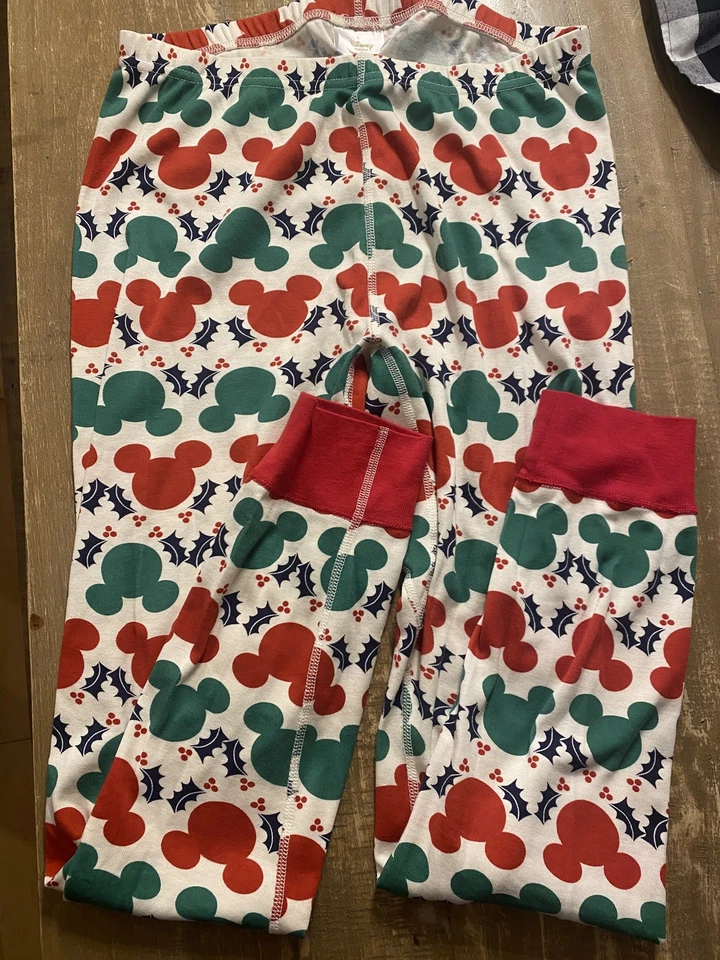 Hanna Andersson 迪士尼成人 L 有机棉米奇冬青圣诞睡衣套装 — 第 2/4 张图片