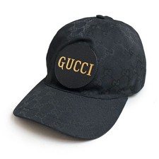 Gucci Baseball Cap Hat M Size 58CM GG Canvas Black Gold Hardware 576253 GUCCI