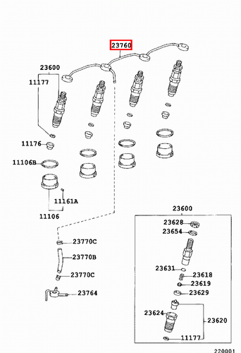 Genuine Hilux KZN205 KZN165 1KZ Injector Fuel Rail Return Leak Off Pipe - Picture 4 of 13