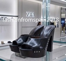 ZARA NEW WOMAN STUDDED HEELED SANDALS SHOES BLACK 35-42 1310/810/800
