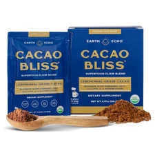 Earth Echo Cacao Bliss Travel-Sized Organic Superfood Powder with MCT Oil for Na